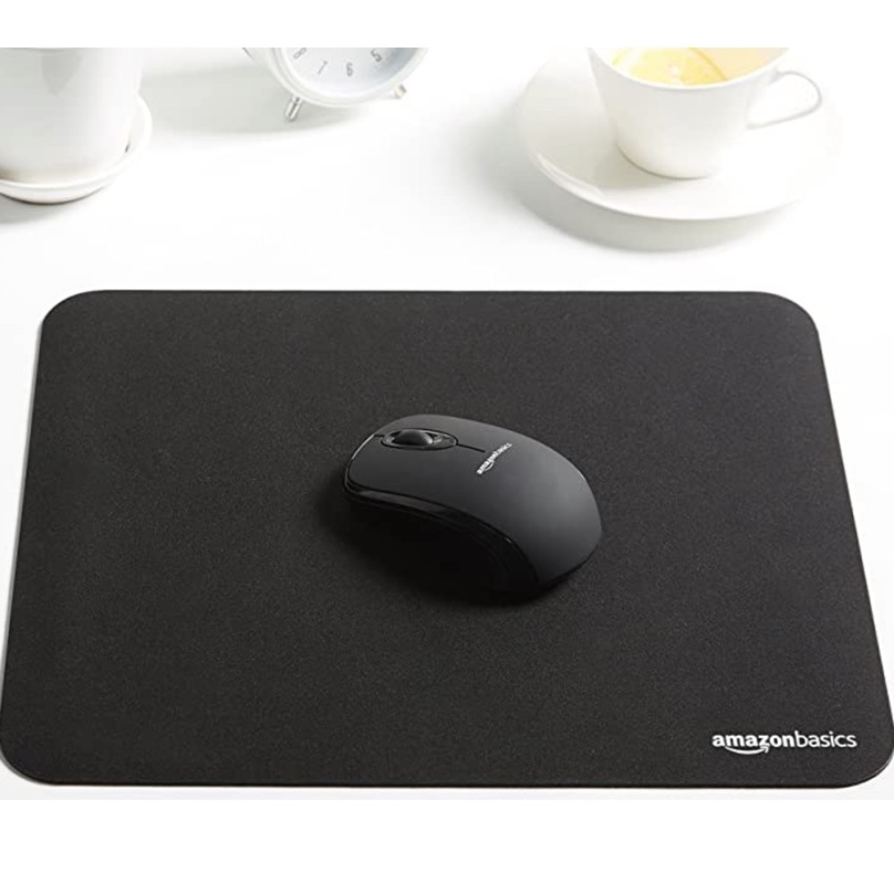 Amazon Basics office Gaming Computer Mouse Pad Cloth with rubberized base, Black